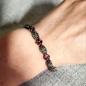 Elegant Red and Silver Women's Bracelet